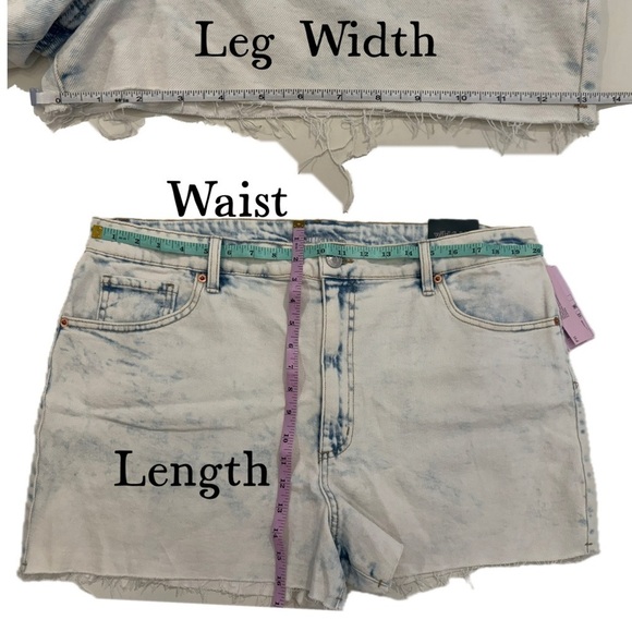 Wild Fable Acid Washed Y2K Size 18 Mom’s Denim Blue Jean Cut Off Shorts - Picture 4 of 4